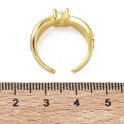 Brass Micro Pave Cubic Zirconia Cuff Open Rings RJEW-C163-06G-1