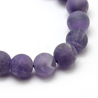 Frosted Natural Amethyst Round Bead Strands LS-G-M064-4mm-13-1