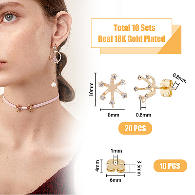 10Pcs Brass Flower Stud Earring Findings KK-FH0006-77-1