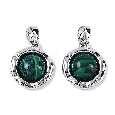 Synthetic Malachite Flat Round Charms KK-U043-42G-D-1