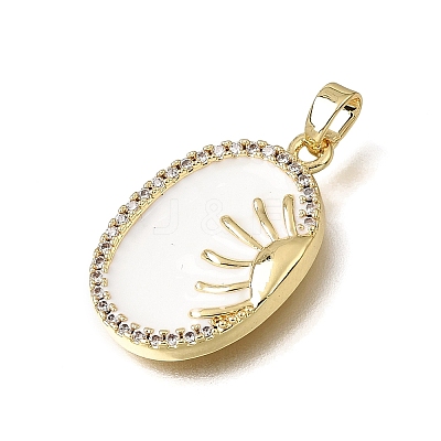 Brass Micro Pave Clear Cubic Zirconia Pendants KK-CBAA632-13G-1