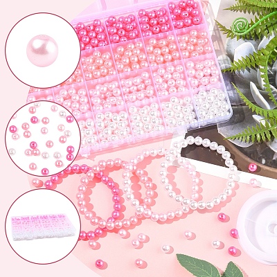 100Pcs 4 Colors Spray Painted ABS Plastic Imitation Pearl Beads OACR-FS0002-09A-1