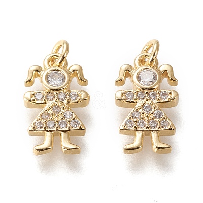 Brass Micro Pave Cubic Zirconia Charms KK-M209-09G-1