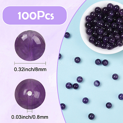 100Pcs Natural Amethyst Beads G-SP0001-22C-1
