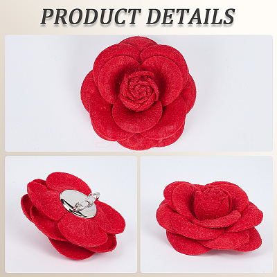 4Pcs Cloth Art Camelia Brooch Pins JEWB-CN0001-03C-1