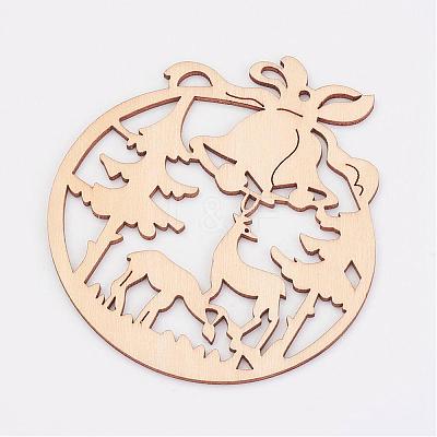 Undyed Wooden Pendants WOOD-K005-04-1