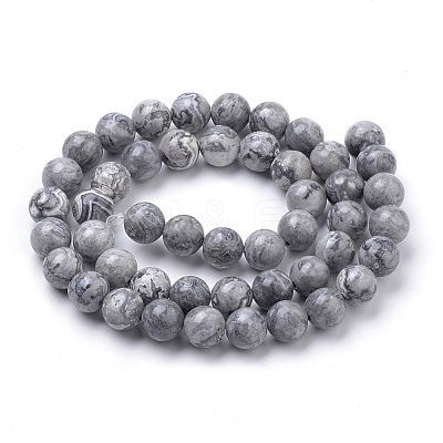 Natural Map Stone/Picasso Stone/Picasso Jasper Beads Strands G-S259-09-8mm-1