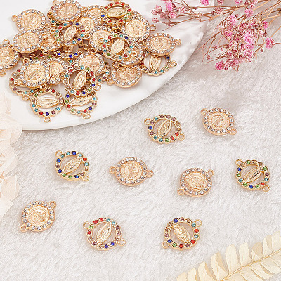 40Pcs 2 Styles Flat Round Alloy Connector Charms FIND-GO0001-33-1