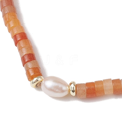 Natural Red Aventurine and Pearl Beads Btacelets BJEW-JB10681-04-1