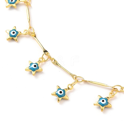 Brass Bar Link Chain Anklets AJEW-AN00319-02-1