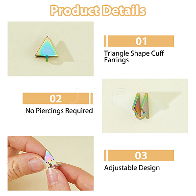 10Pcs 5 Colors 304 Stainless Steel Cuff Earrings EJEW-HS0001-43B-1