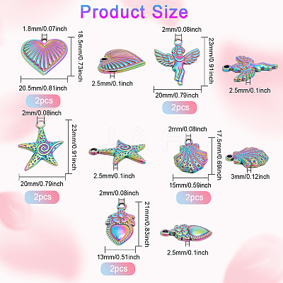 15Pcs 15 Styles 304 Stainless Steel Pendants STAS-CA0001-97-1