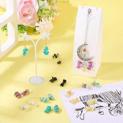 24Pcs 12 Styles Mixed Gemstone Chip Pendants PALLOY-TAC0166-1