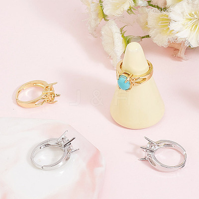 4Pcs 2 Color Adjustable Brass Solitaire Ring Settings KK-AR0003-80-1