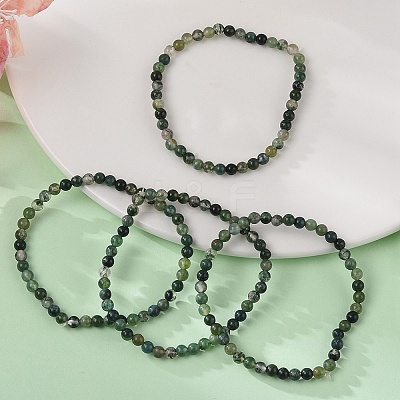 Natural Moss Agate Beads Stretch Bracelets XZ8284-1-1