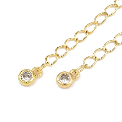 Brass Micro Pave Cubic Zirconia Ends with Chain KK-H480-59G-1