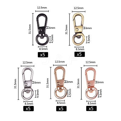 Alloy Swivel Clasps PALLOY-SZ0001-08-1