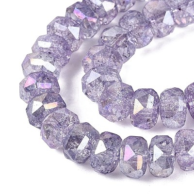 Electroplate Transparent Crackle Glass Beads Strands EGLA-Q135-01A-B07-1