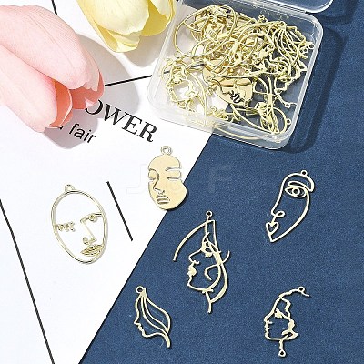 24Pcs 6 Styles Alloy Open Back Bezel Pendants FIND-FS0003-36-1