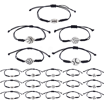 20Pcs 5 Styles Sport Theme Alloy Link Bracelets BJEW-GA0001-20-1