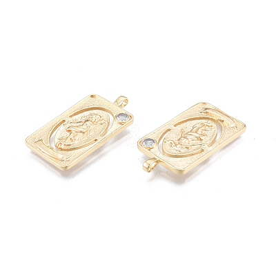 Brass Micro Pave Clear Cubic Zirconia Pendants KK-G432-19G-1