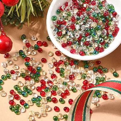 4 Colors Christmas 6/0 Transparent Fringe Glass Seed Beads SEED-X0058-11-1