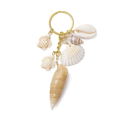 Ocean Style Natural Shell with Synthetic Turquoise Keychains KEYC-JKC01231-1