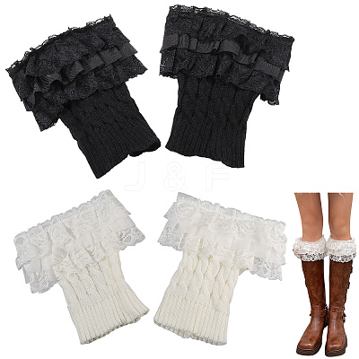 2 Pairs 2 Colors Acrylic Fibers Leg Sleeves AJEW-CY0001-31-1