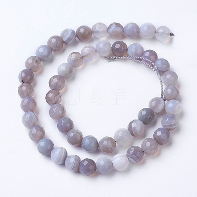 Natural Banded Agate Beads Strands G-G754-02-8mm-1