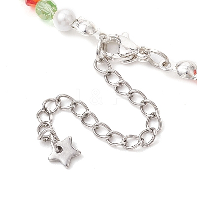 Faceted Bicone Imitation Austrian Crystal & Round Shell Pearl Beaded Bracelets for Women BJEW-JB10770-1