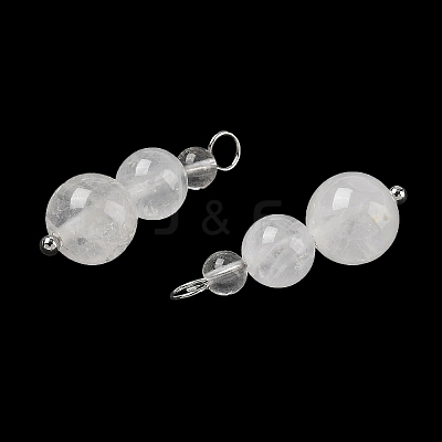 Natural Quartz Crystal Round Beaded Pendants PALLOY-JF02867-08-1