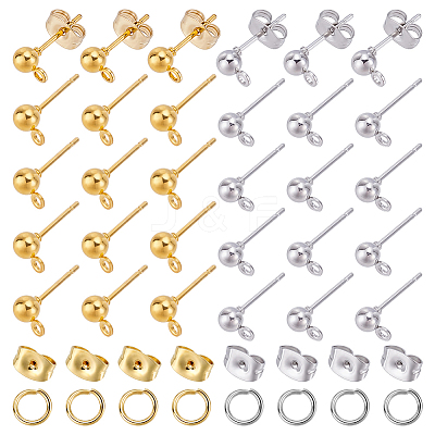 120Pcs 2 Color Iron Ball Stud Earring Findings DIY-UN0004-38-1