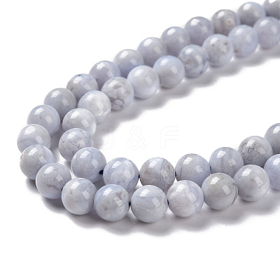 Natural Blue Lace Agate Beads Strands G-P342-04-6mm-AB-1