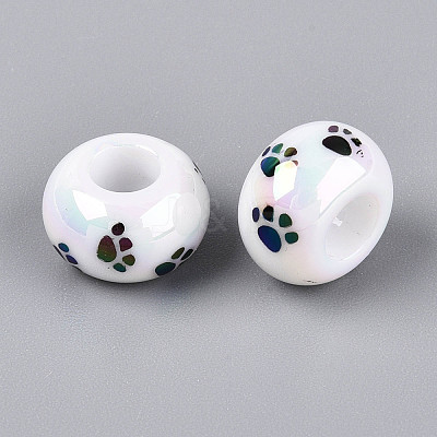 UV Plating Printed Opaque Acrylic European Beads MACR-N018-05A-1