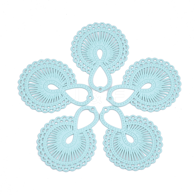430 Stainless Steel Filigree Pendants STAS-S108-22C-1
