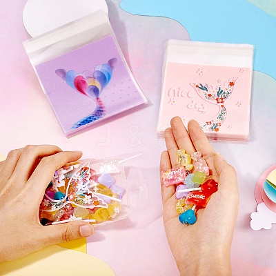 100Pcs 2 Colors Square Plastic Cellophane Self Seal Bags ABAG-TA0001-32-1