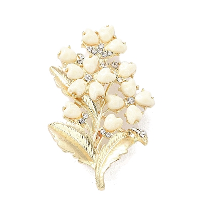 Flower with Heart Alloy Resin Brooch for Women JEWB-C029-15-1