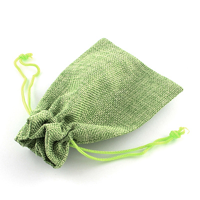 Polyester Imitation Burlap Packing Pouches Drawstring Bags LS-ABAG-R005-9x7-02-1