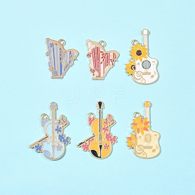 12Pcs 6 Styles Alloy Enamel Pendants ENAM-FS0002-58-1