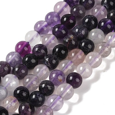 Natural Purple Fluorite Beads Strands G-P530-B08-02-1