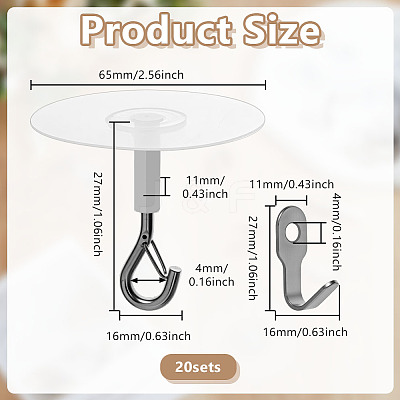 Plastic & Iron Self-Adhesive Ceiling Hook AJEW-GO0004-93-1