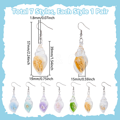 12Pair 304 Stainless Steel Shell Shape Dangle Earrings EJEW-UN00016-1