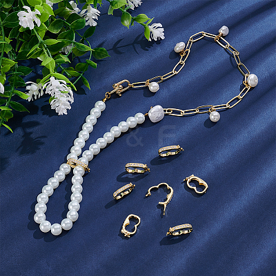 8Pcs Rack Plating Brass Micro Pave Clear Cubic Zirconia Twister Clasps ZIRC-WR0001-04G-1