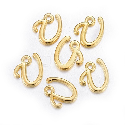 Golden Plated Alloy Letter Pendants LS-X-PALLOY-J718-01G-U-1