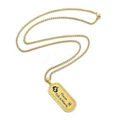 Constellation 304 Stainless Steel Micro Pave Clear Cubic Zirconia Wheat Chain Pendant Necklaces for Women Men NJEW-U007-01D-1