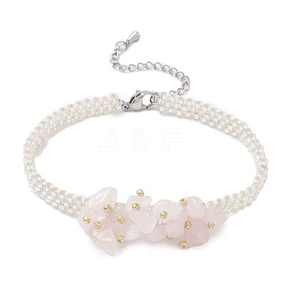 3Pcs Handmade Glass Seed Beaded & Natural Mixed Gemstone Chips Beaded Bracelets for Women BJEW-MZ00225-1
