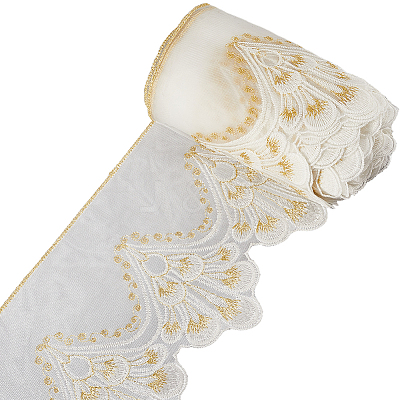10 Yards Polyester Flower Embroidery Lace Trim OCOR-GF0004-87-1