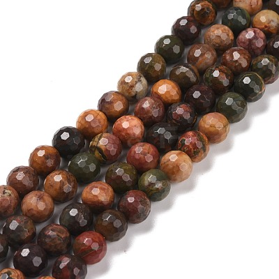 Natural Polychrome Jasper/Picasso Stone/Picasso Jasper Beads Strands G-E571-25B-1