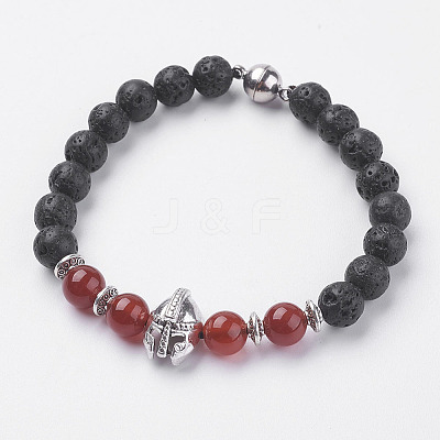 Natural Lava Rock Beads Stretch Bracelets BJEW-I241-16E-1