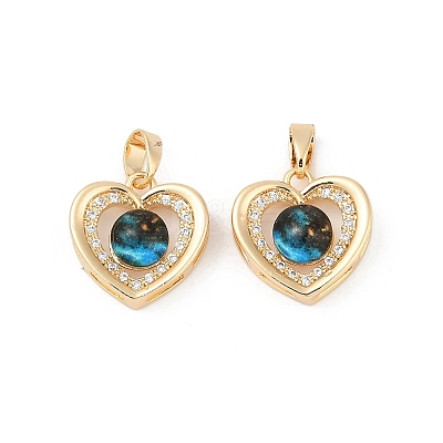 Brass Micro Pave Cubic Zirconia Pendants X-KK-R213-03G-1